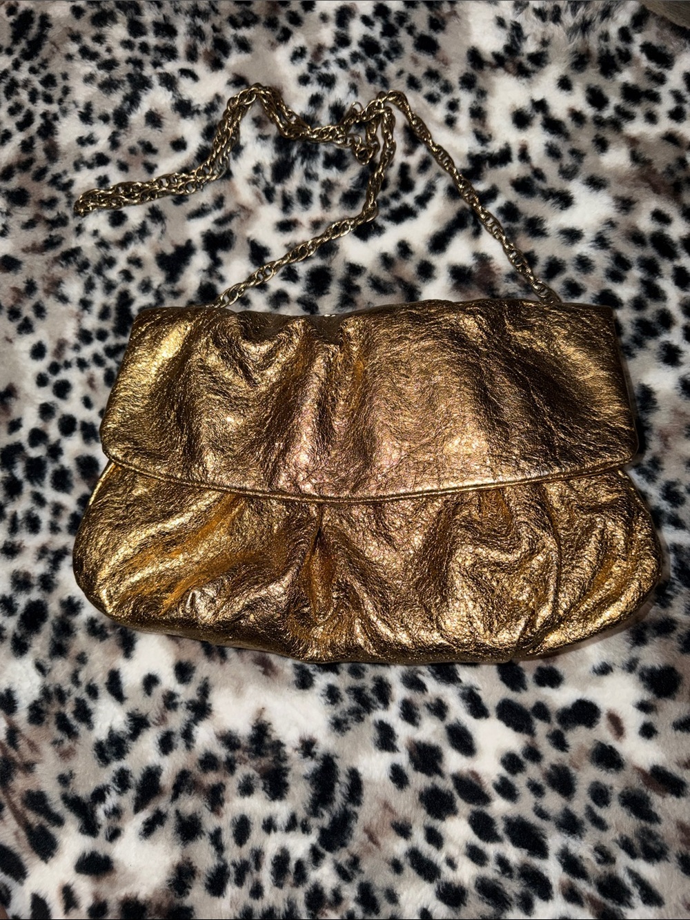 Elie Tahari Metallic Gold Chain Clutch